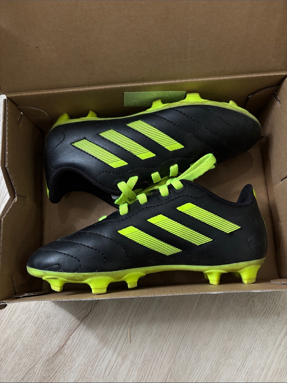 adidas Kids Black & Neon Yellow Soccer Cleats